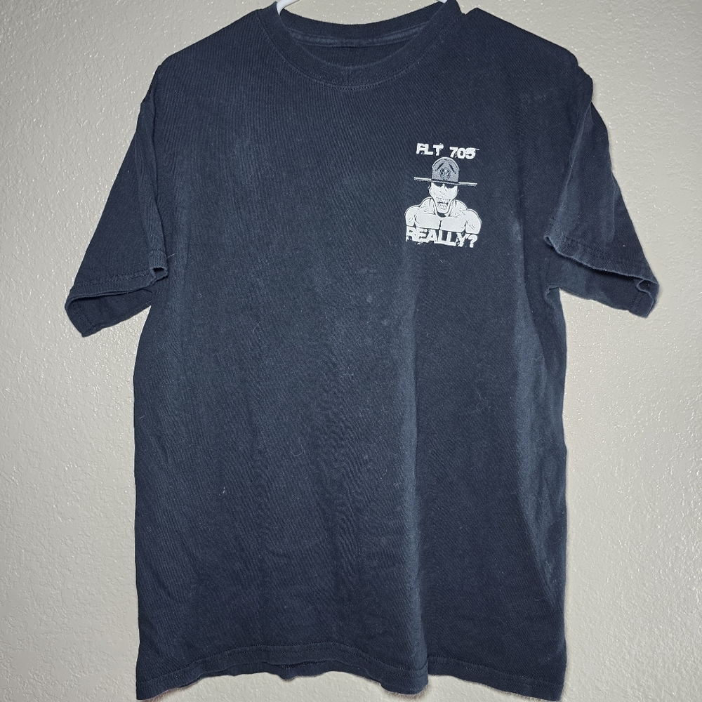 Flight 705 Military Graphic T-Shirt – Size L – Unique & Bold Design